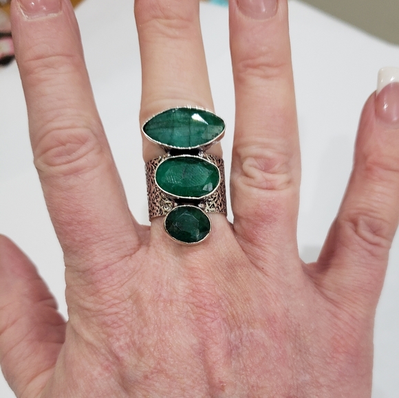 Sakota, Emerald gemstone 925 silver ring - Picture 5 of 15